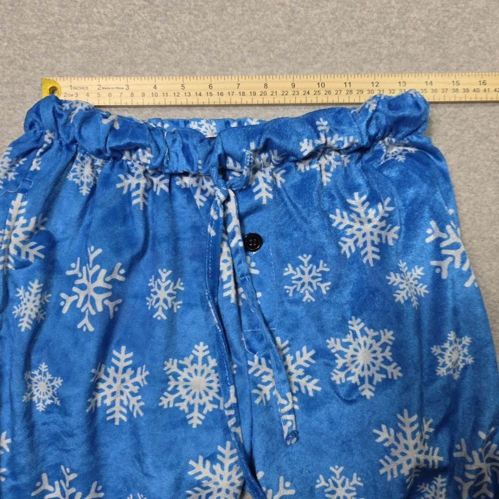 Preswick & Moore Pajama Pants Mens Medium Blue Snowflake Fleece Lounge Winter